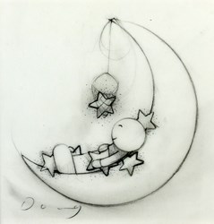 My Lucky Stars (study) by Doug Hyde - Original Drawing on Mounted Paper sized 6x6 inches. Available from Whitewall Galleries